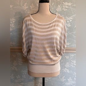 WHBM Cream & Gold striped sweater
